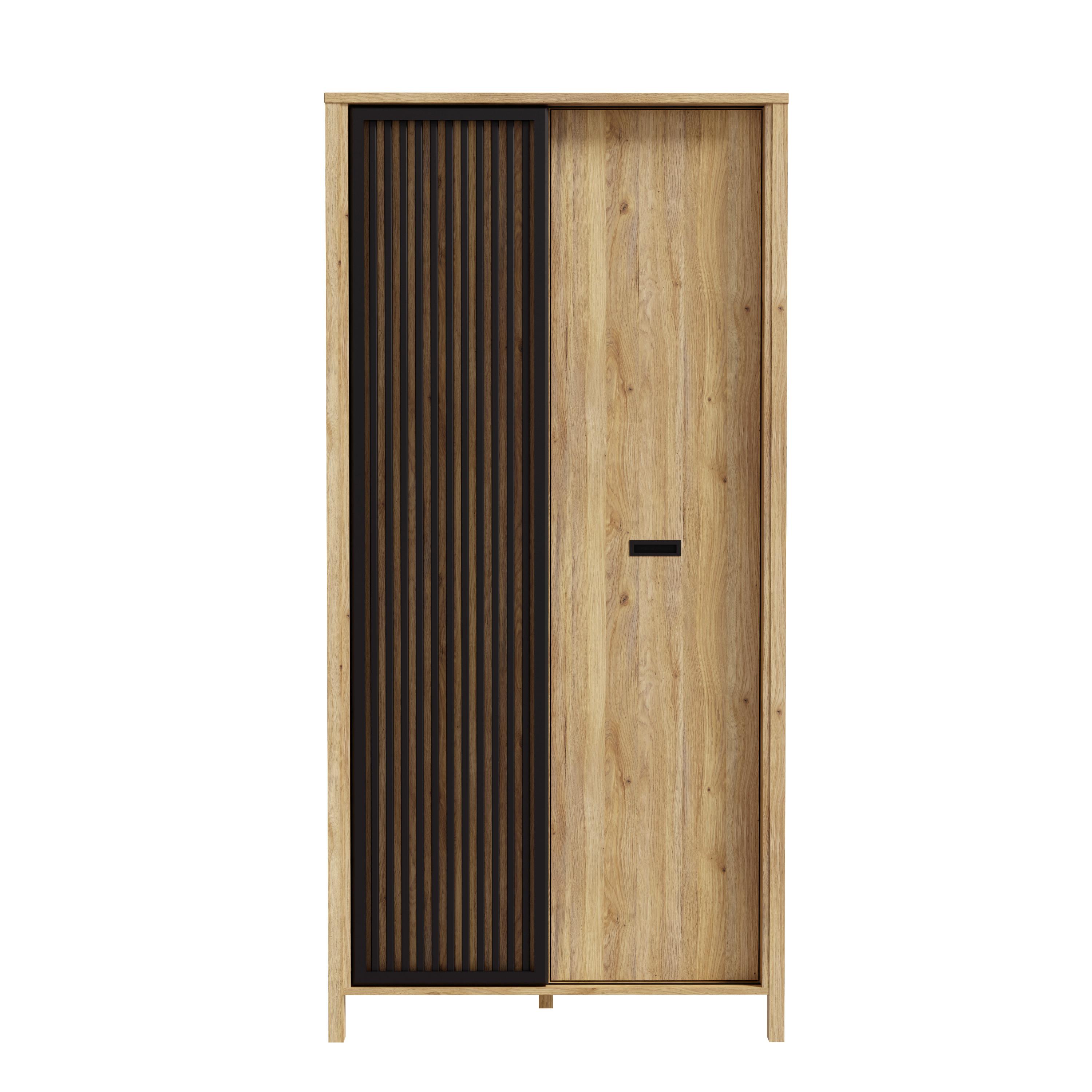 PREDSIEŇOVÁ SKRIŇA JYTANA - čierna/farba duba, Modern, kompozitné drevo (97/200,3/52,7cm)