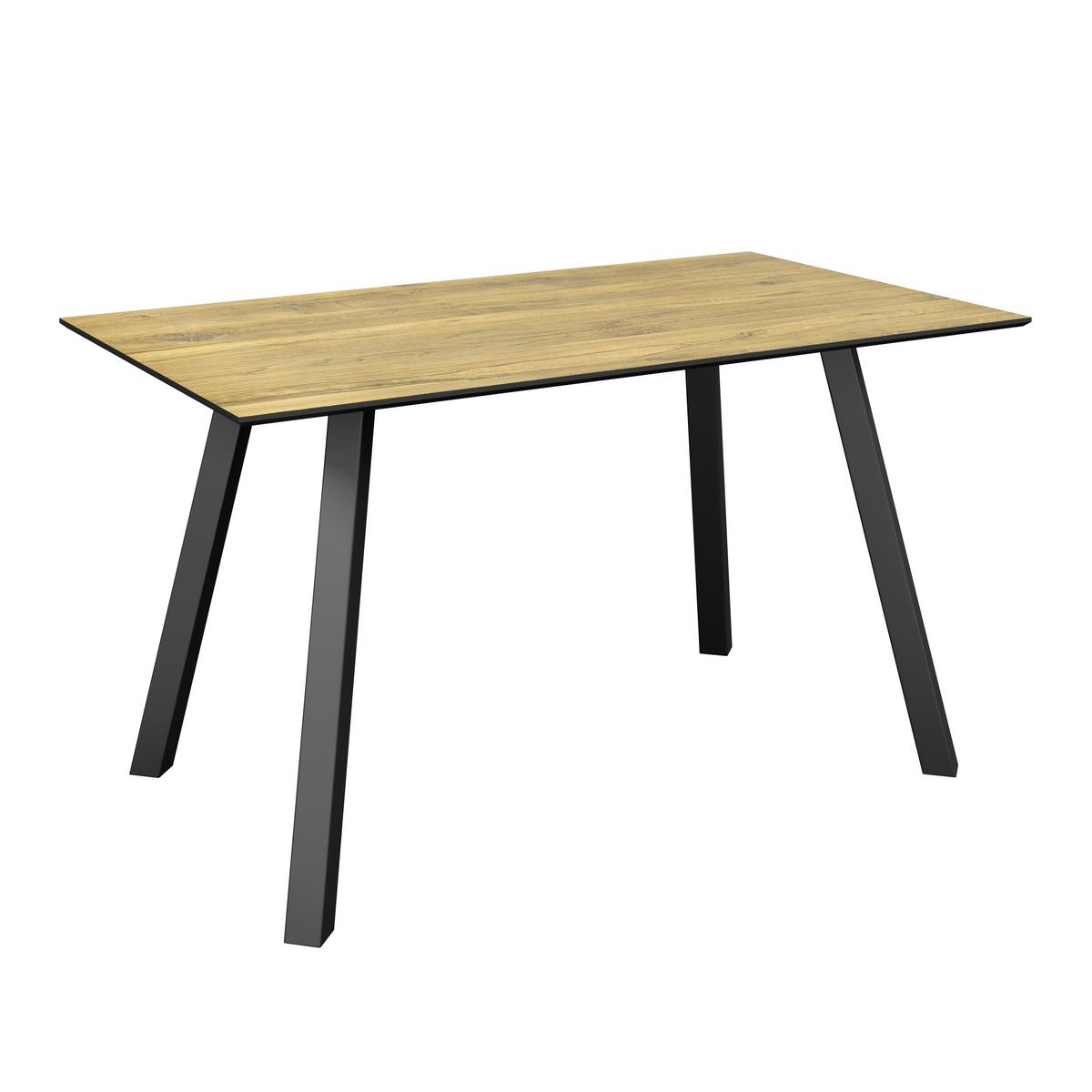Tischgruppe Zurs 5-teilig Artisan Eiche/Leinenoptik grau - Eichefarben/Schwarz, Trend, Holz/Holzwerkstoff (140/75/80cm)