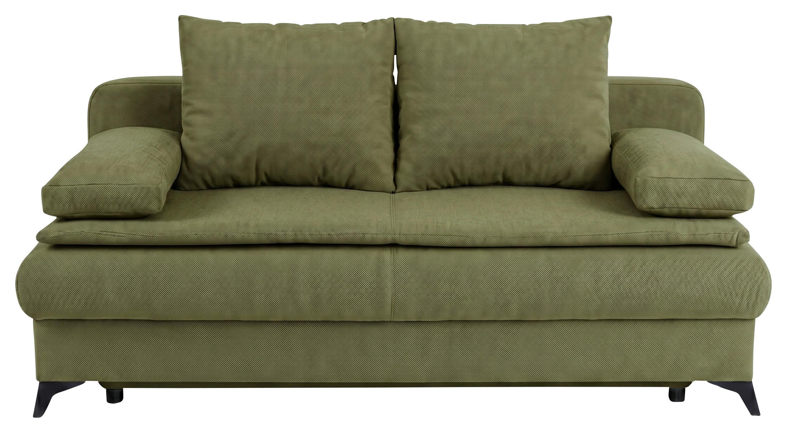 Rozkladacia pohovka KEN, olivovozelená - olivovozelená/čierna, Konventionell, kompozitné drevo/textil (209/105cm) - Based