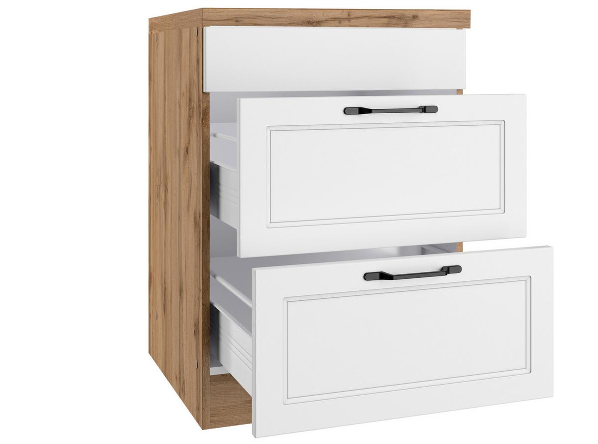 Kochfeldumbauschrank Meran B: 60 cm Weiß/Eiche Dekor - Eiche Wotan/Weiß, LIFESTYLE, Holzwerkstoff (60/86/60cm) - Held