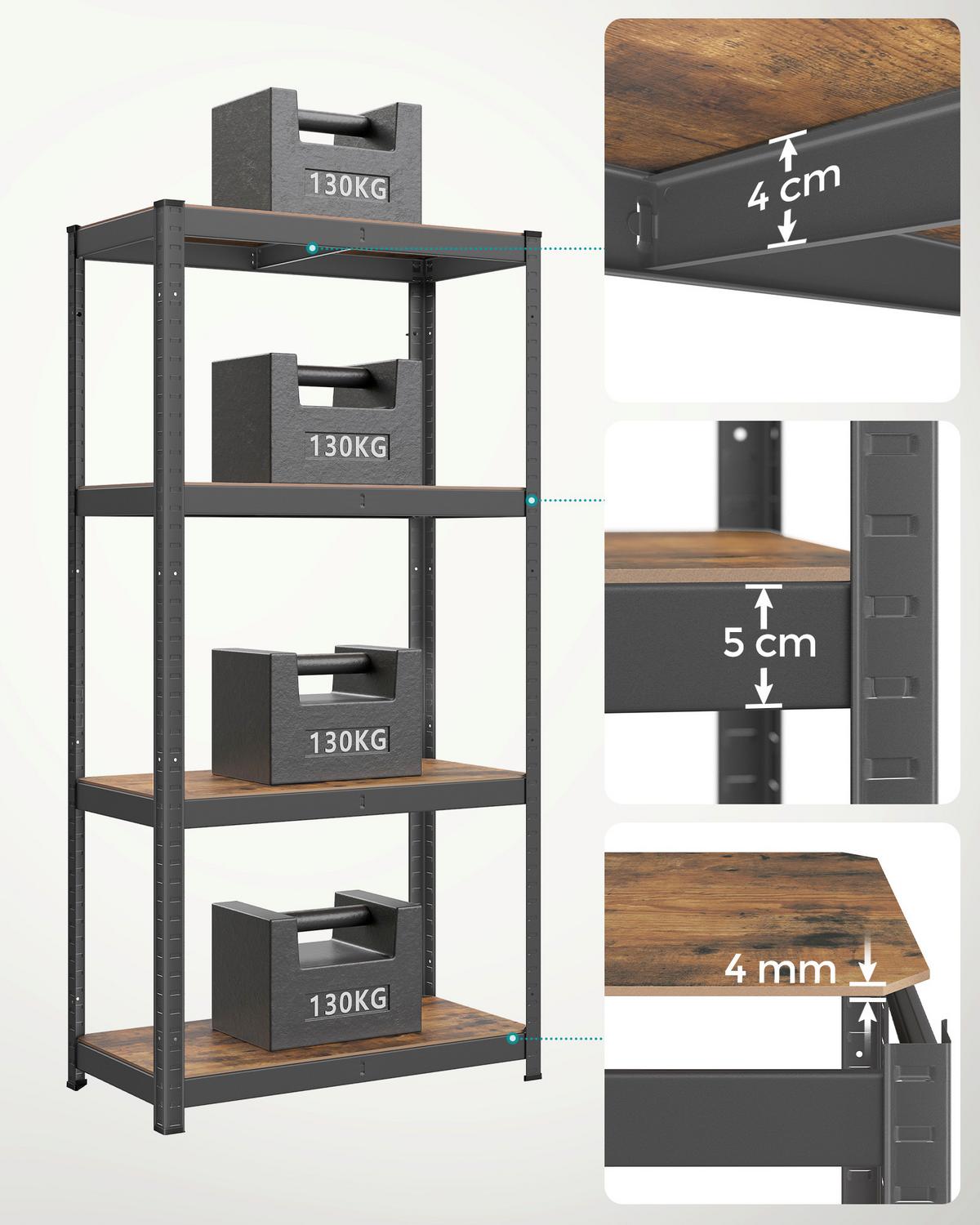 Schwerlastregal Shelving Braun/Schwarz B: 80 cm - Schwarz/Braun, Basics, Holzwerkstoff/Metall (80/160/40cm)
