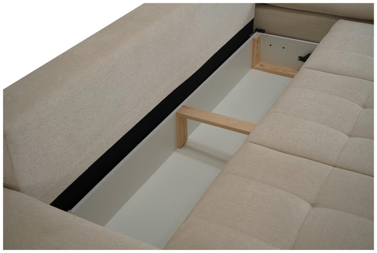 Schlafsofa Madox Beige B: 255 cm - Beige/Schwarz, Design, Textil (255/89/109cm) - MID.YOU