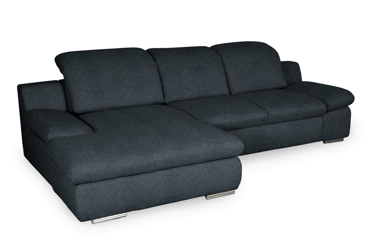 Ecksofa Isona Schwarz Chenille - Chromfarben/Schwarz, Design, Textil (165/286cm) - Livetastic