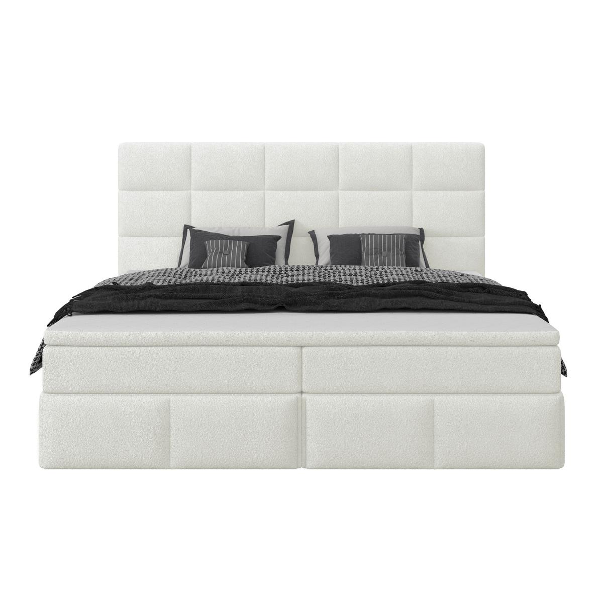 Polsterbett Alba Boucle Weiß, 180x200 Cm - Schwarz/Weiß, Trend, Textil (180/200cm)