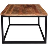 Couchtisch Holz Massiv Industrial, Mangoholz/Schwarz - Schwarz/Braun, MODERN, Holz/Metall (70/70/48cm)