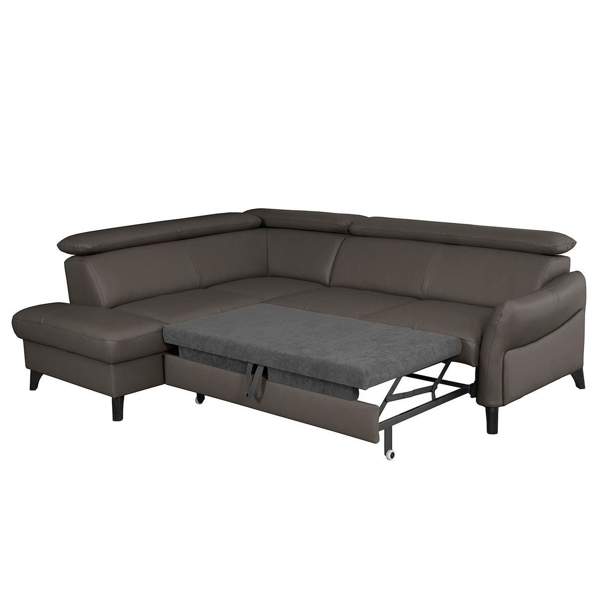 Ecksofa Note New Teilleder Dunkelbraun 199x244 - Dunkelbraun/Schwarz, Design, Leder/Textil (199/244cm) - Livetastic