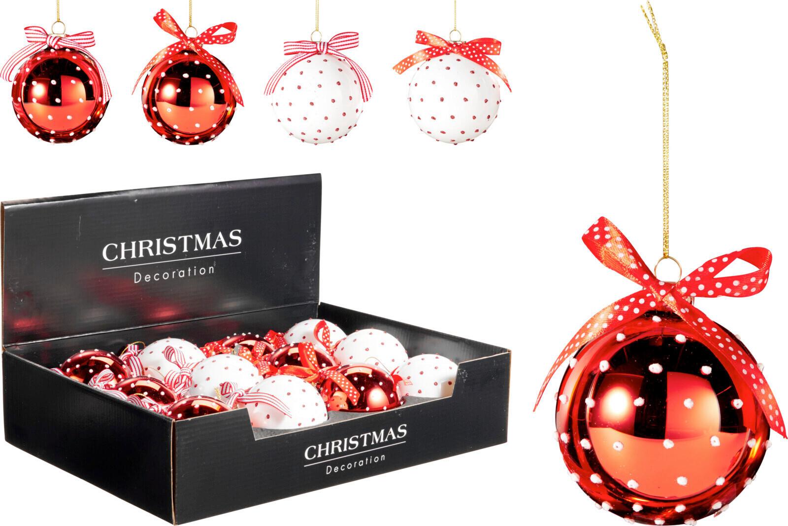 Christbaumkugel aus Glas D: 8 cm - Rot/Rosa, Basics, Glas/Metall (8.0/8.0/9.0cm)