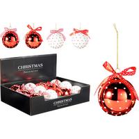 Christbaumkugel aus Glas D: 8 cm - Rot/Rosa, Basics, Glas/Metall (8.0/8.0/9.0cm)