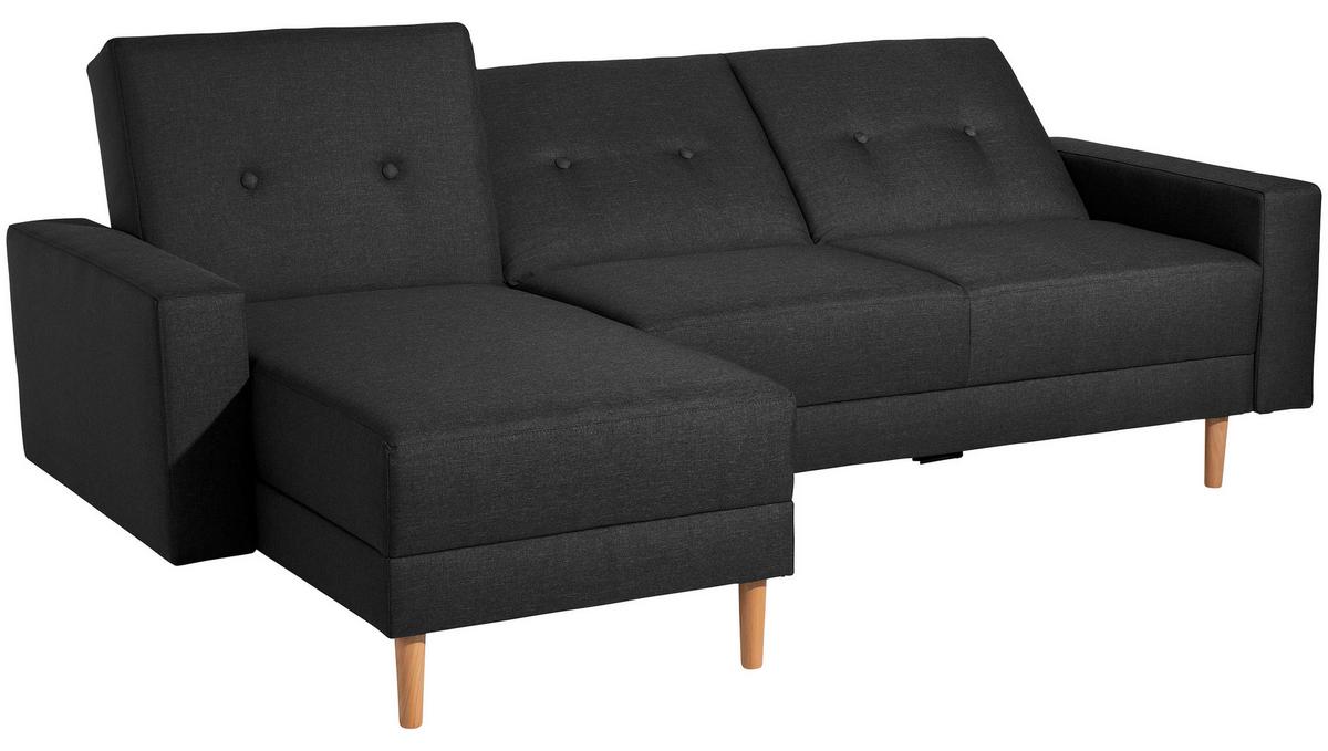 Eckschlafsofa Just Cool - Erlefarben/Schwarz, Design, Textil (230/93/152cm) - Max Winzer