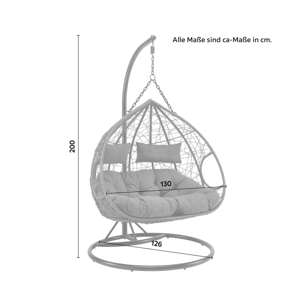 Závěsné křeslo ENEA tmavě šedé - černá/tmavě šedá, Moderní, kov/textil (133/205/120cm) - Bessagi Garden
