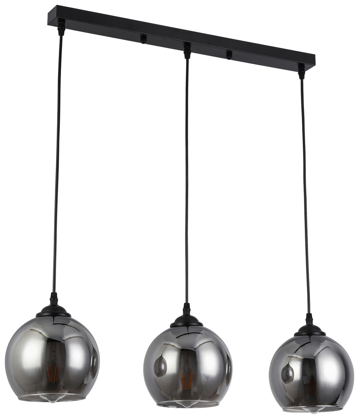 Závěsné svítidlo Giova, bez 3x E27 max. 40W - černá/barvy chromu, Moderní, kov/sklo (78/18/120cm) - Premium Living