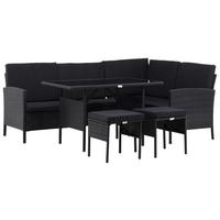 Gartenmöbel Set 4-Tlg Knock Kunststoff mit Kissen - Schwarz, KONVENTIONELL, Kunststoff - Gardenson