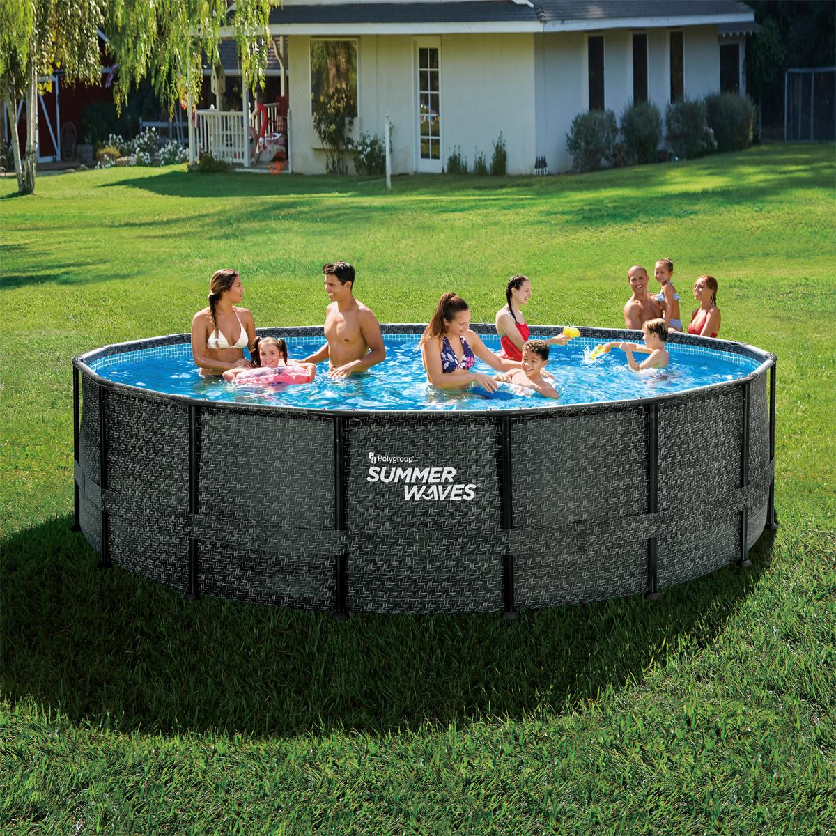 Aufstellbecken Rund mit Leiter D: 488 cm - Grau, KONVENTIONELL, Kunststoff (488/122cm)