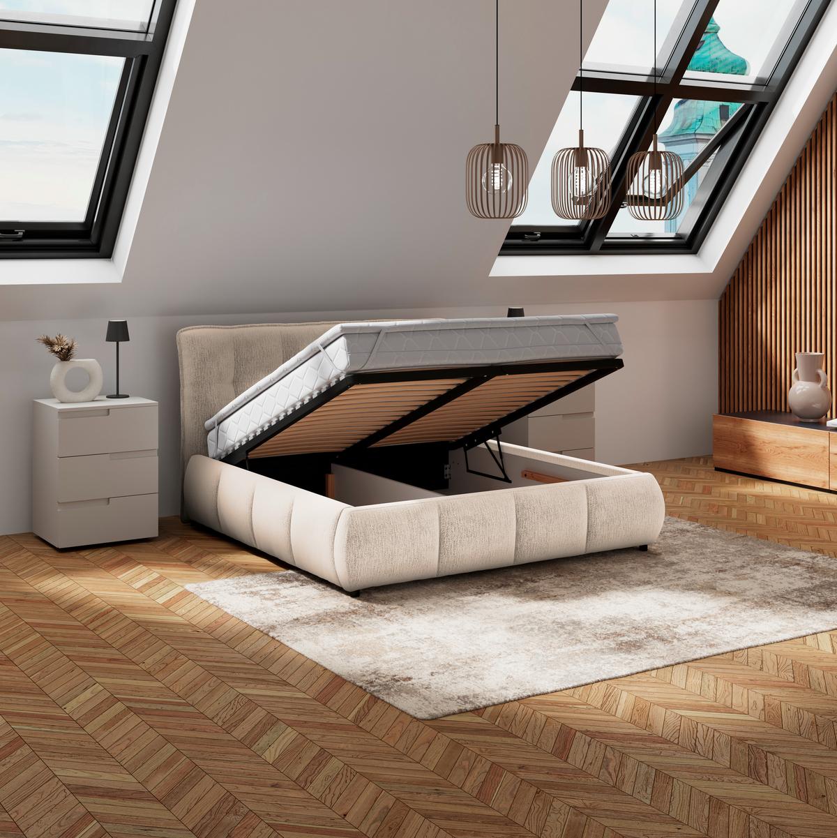 Polsterbett Limo Beige 140x200 cm - Beige/Schwarz, KONVENTIONELL, Holz/Holzwerkstoff (140/200cm) - James Wood