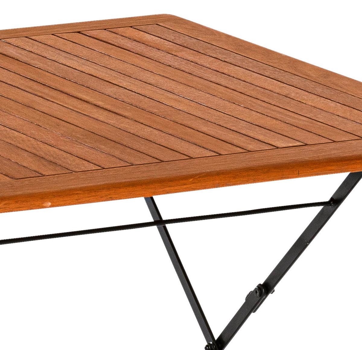 Gartentisch Klappbar Holz/ Metall L: 160 cm - Graphitfarben/Naturfarben, KONVENTIONELL, Holz/Metall (160/90/73cm) - Gardenson