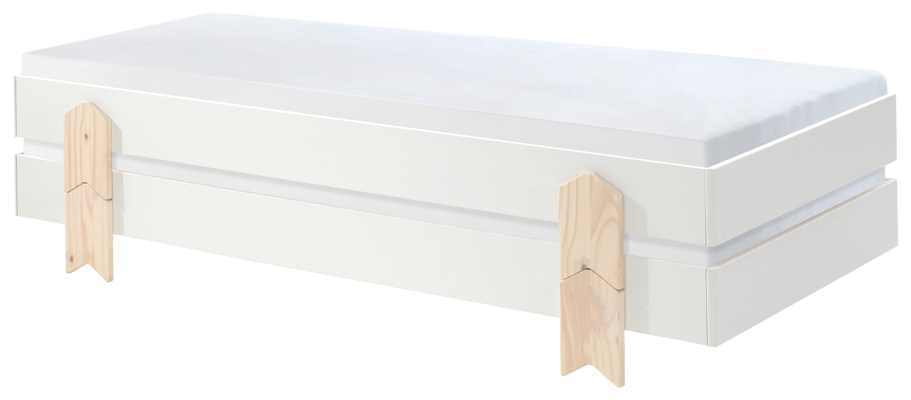 Stohovateľná posteľ MODULO biela - biela/farba borovice, Modern, drevo/kompozitné drevo (90/200cm) - MID.YOU