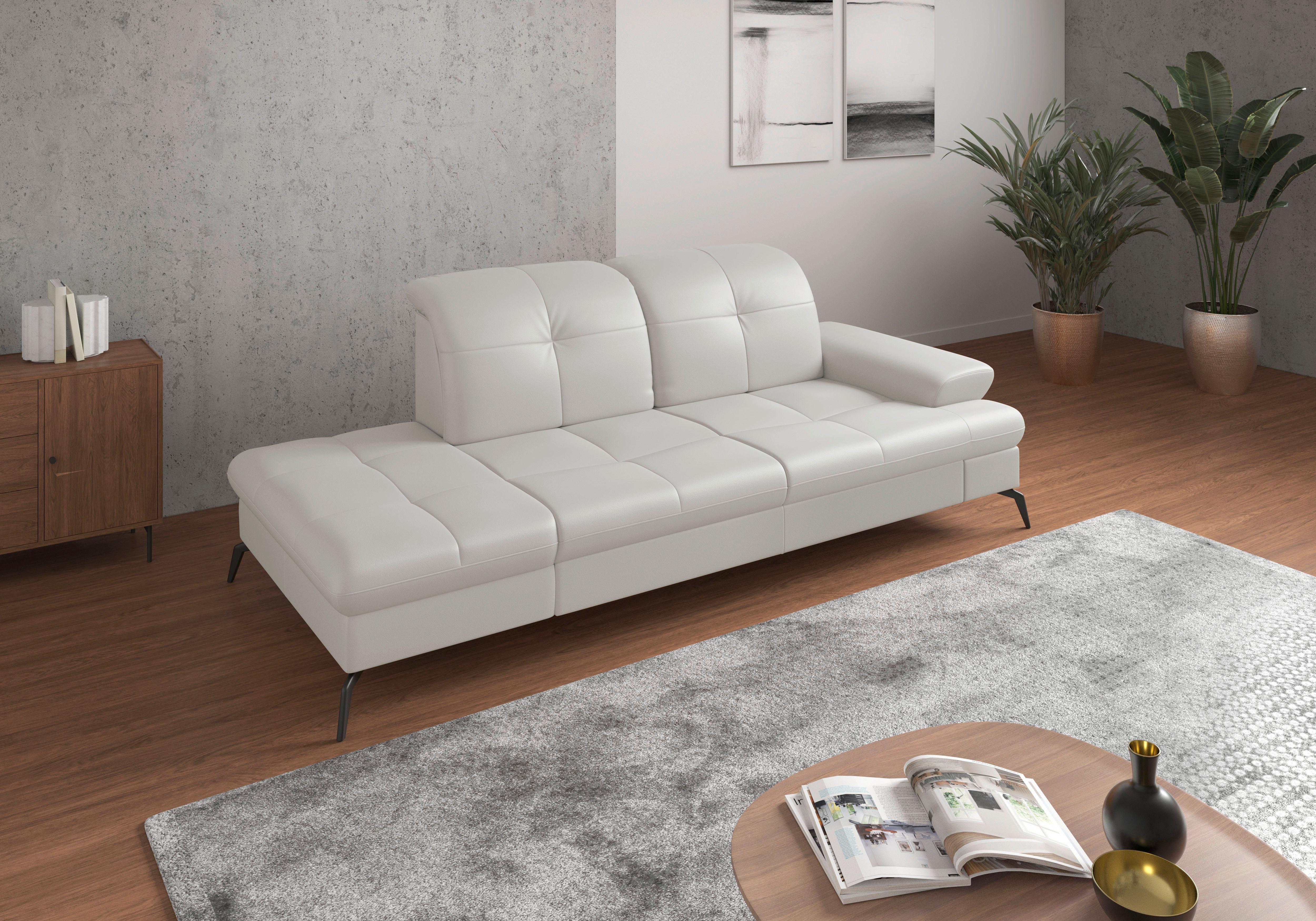 RÉCAMIERE Amica E, Weiß B: 231 cm - Schwarz/Weiß, KONVENTIONELL, Leder (231/90/122cm) - Sit & More