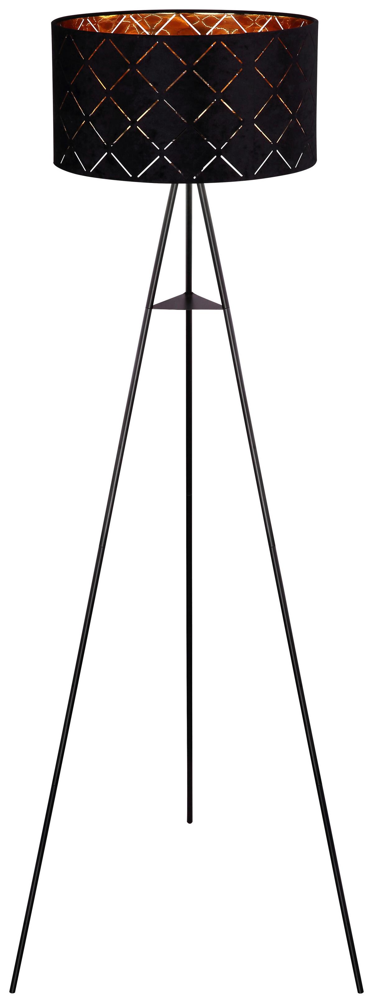 Stehlampe Schwarz Mit Fußschalter - Schwarz, Design, Textil/Metall (69/149cm) - Globo