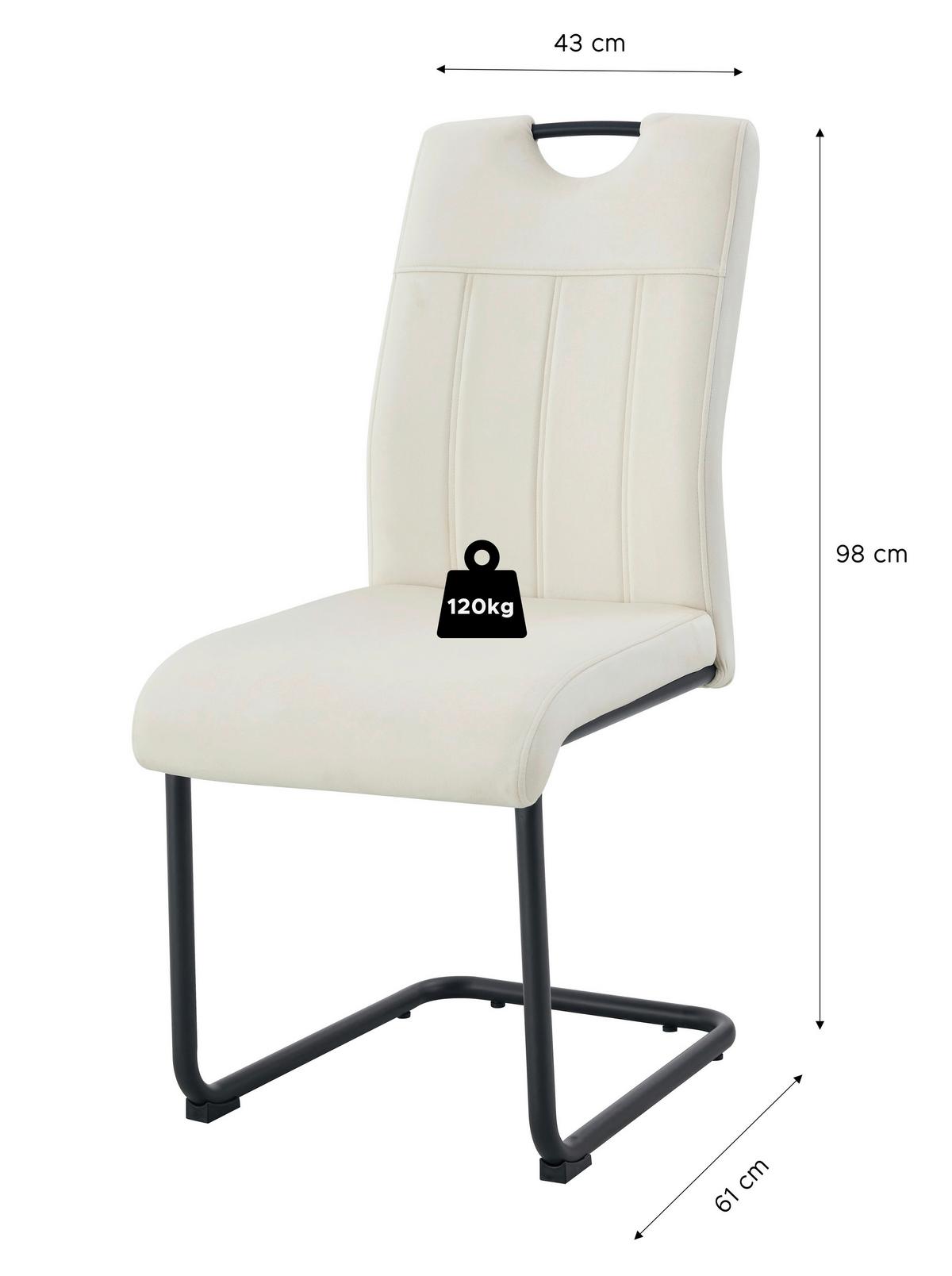 Schwingstuhl-Set Lisa Creme B: 43 cm - Creme/Schwarz, MODERN, Textil/Metall (43/98/61cm) - MID.YOU