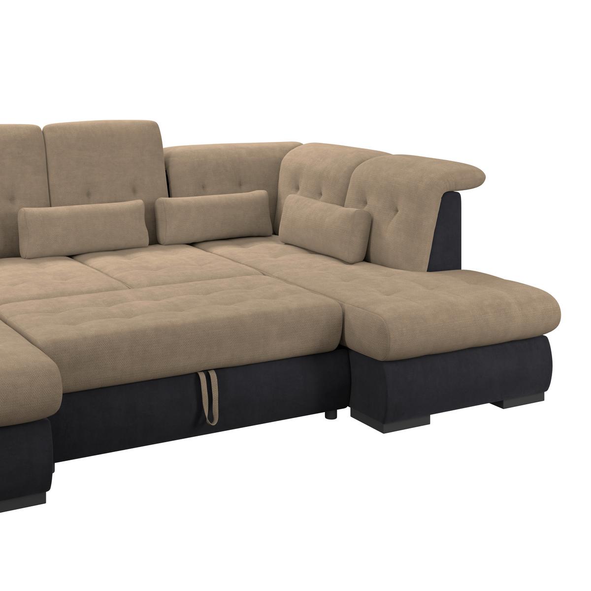 Wohnlandschaft Madera Dunkelbraun S: 358x212 cm - Dunkelbraun/Anthrazit, KONVENTIONELL, Kunststoff/Textil (190/358/212cm)