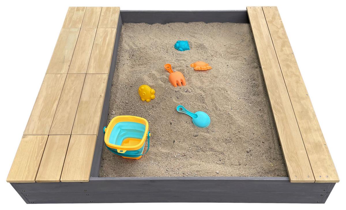 Sandkasten A031.016.20 - Braun/Grau, KONVENTIONELL, Holz (117/18,7/119cm) - Ambia Garden