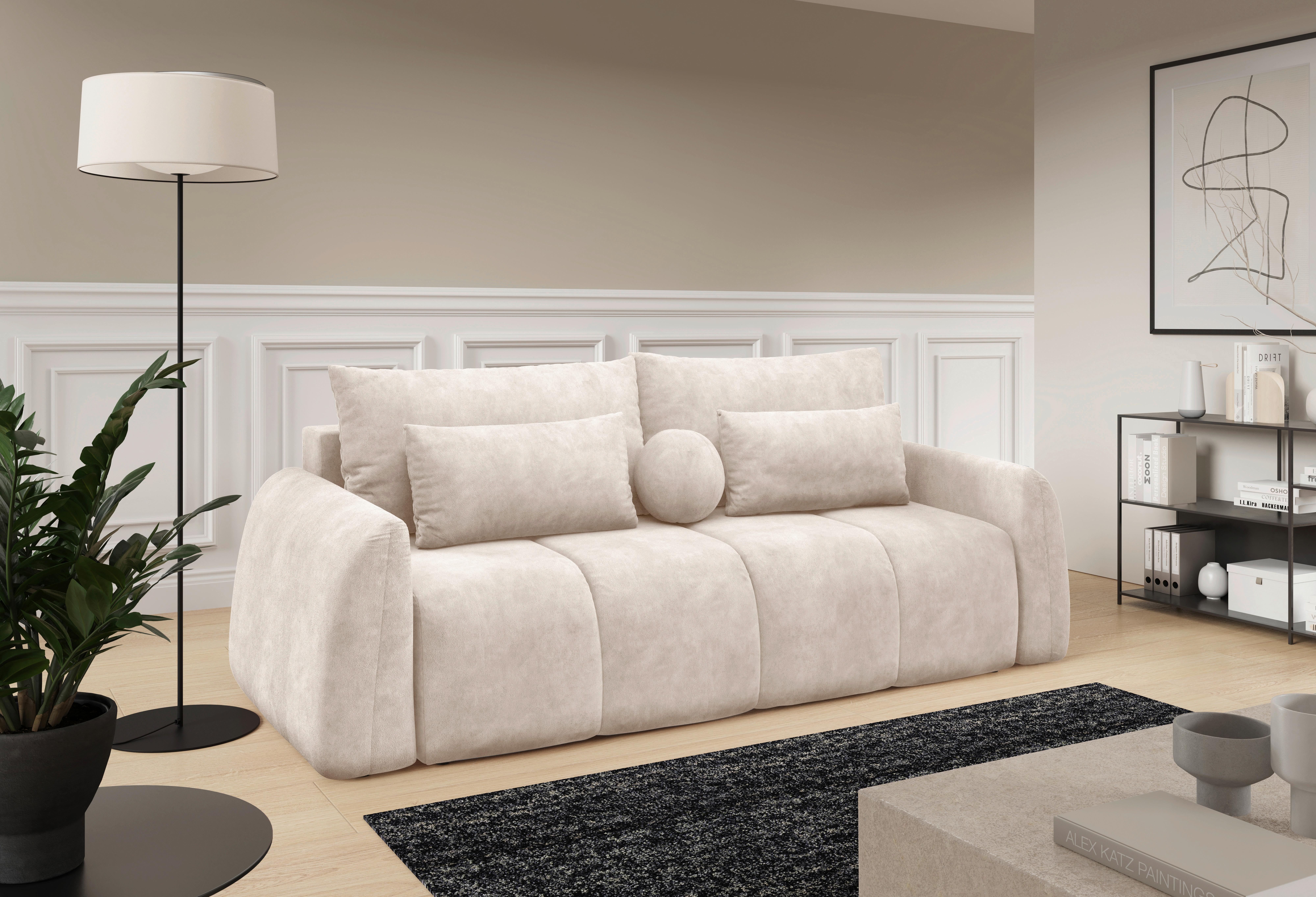 Schlafsofa Geronimo Beige B: 252cm - Beige/Schwarz, Design, Textil (252/93/167cm) - Livetastic