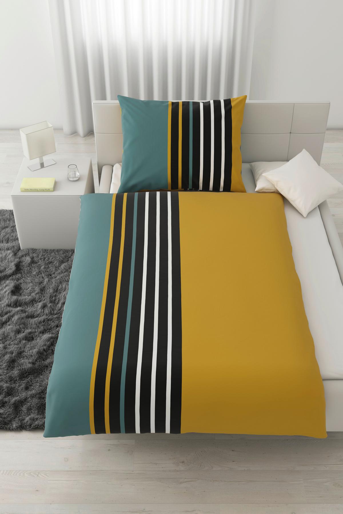 Povlečení Anton, 70x90/140x200cm - zelená/žlutá, Konvenční, textil (140/200cm) - Modern Living