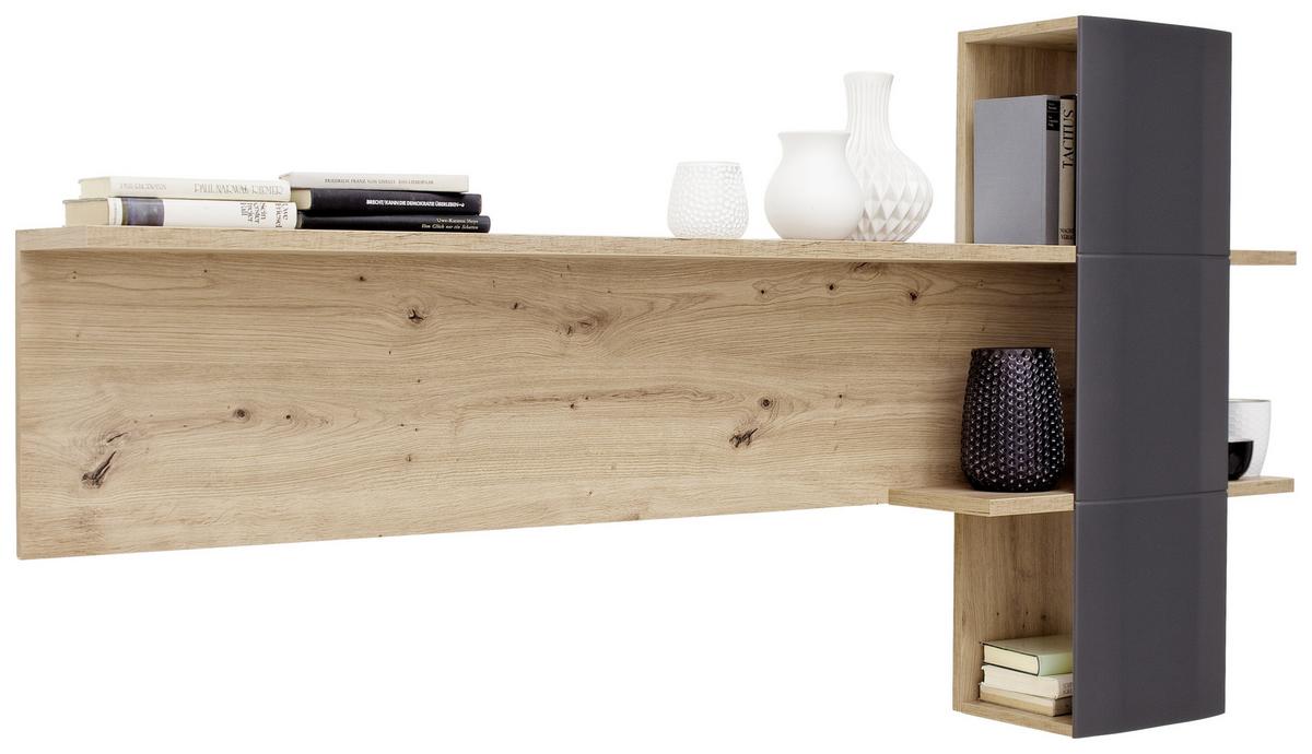 Wandboard Cortona B: 180 cm Anthrazit/Eichefarben - Eichefarben/Anthrazit, Design, Holzwerkstoff (180/96/25cm) - Livetastic