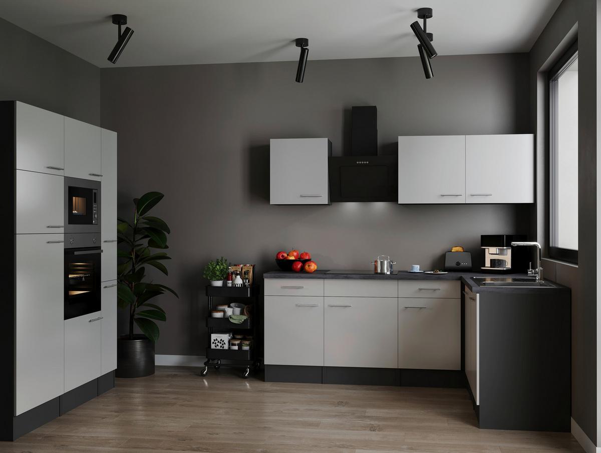 Eckküche Oliver Grau, Weiß S: 370x172 Cm - Weiß/Grau, Design, Holzwerkstoff (370/172cm) - Respekta