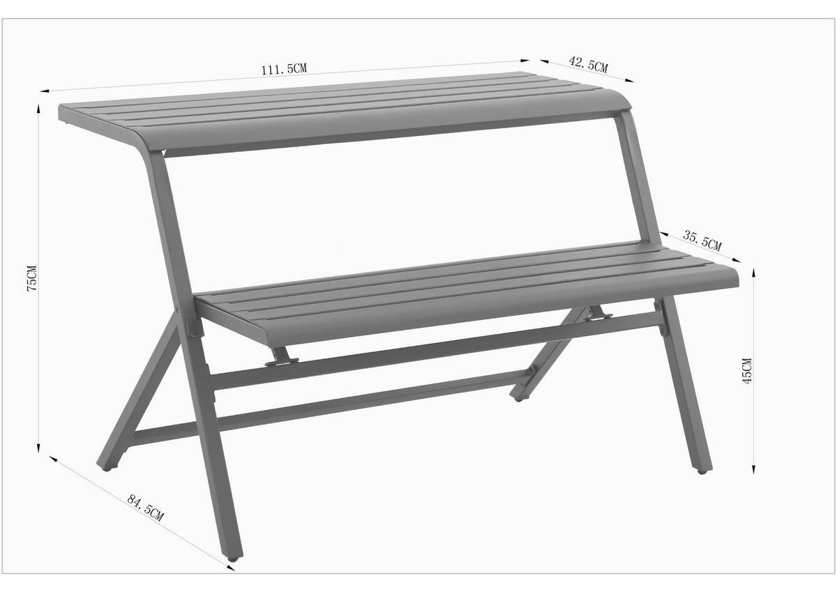 Gartengarnitur Wien - Dunkelgrau, MODERN, Metall (111.5/75/84.5cm) - Beldano