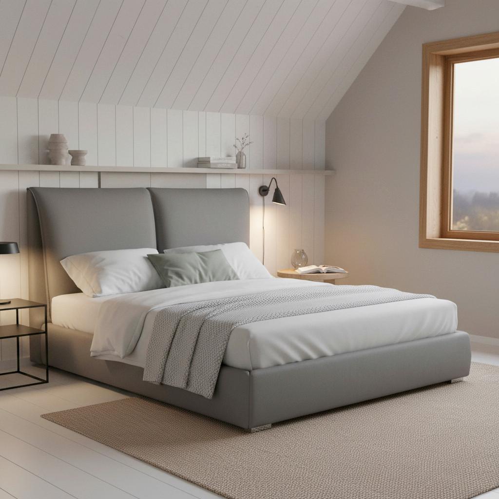 Čalúnená posteľ SOPHIE 180x200, sivá - svetlohnedá/sivá, Modern, kov/drevo (180/200cm) - Bessagi Home