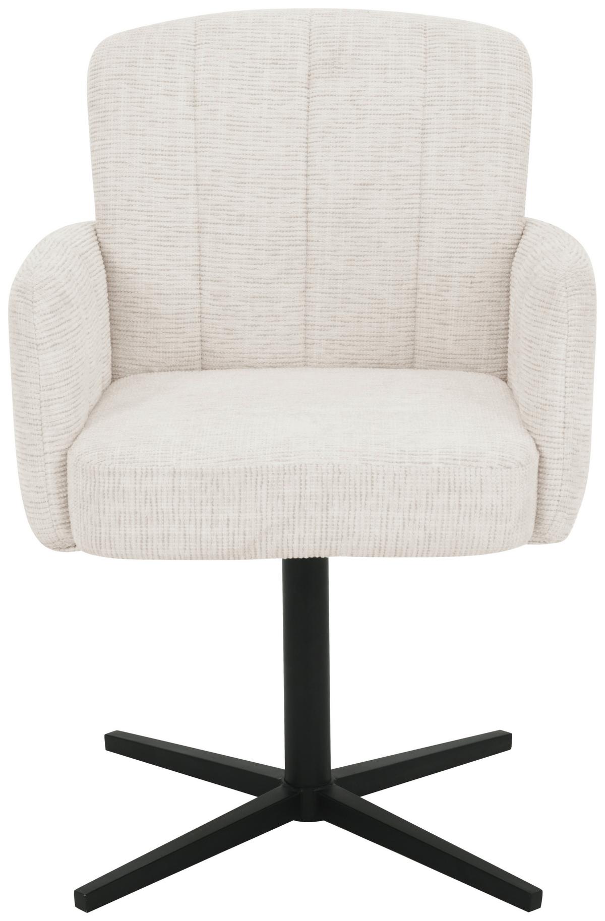 Armlehnstuhl Allison Leinenoptik Beige, B: 58 cm - Beige/Schwarz, LIFESTYLE, Holz/Textil (58/86/64cm) - Livetastic