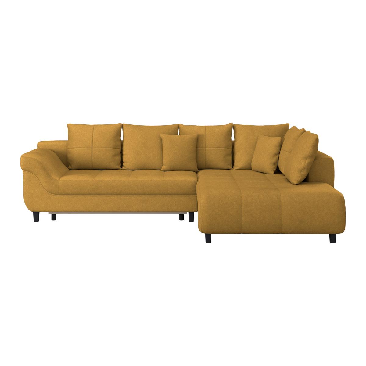 Ecksofa Mendoza - Senfgelb/Schwarz, Design, Textil (309/197cm) - Ondega