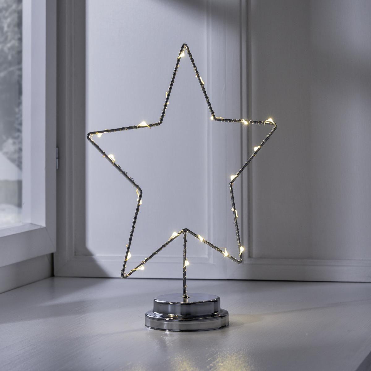 Dekoračná hviezda s LED 'FRISO' - strieborná, Modern, kov (27/8,5/31,5cm) - Bessagi Home