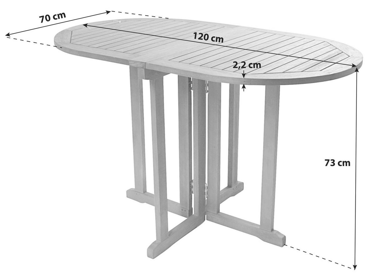 Balkontisch Baltimore Eukalyptosholz Klappbar - Braun, Basics, Holz (120/73/70cm)