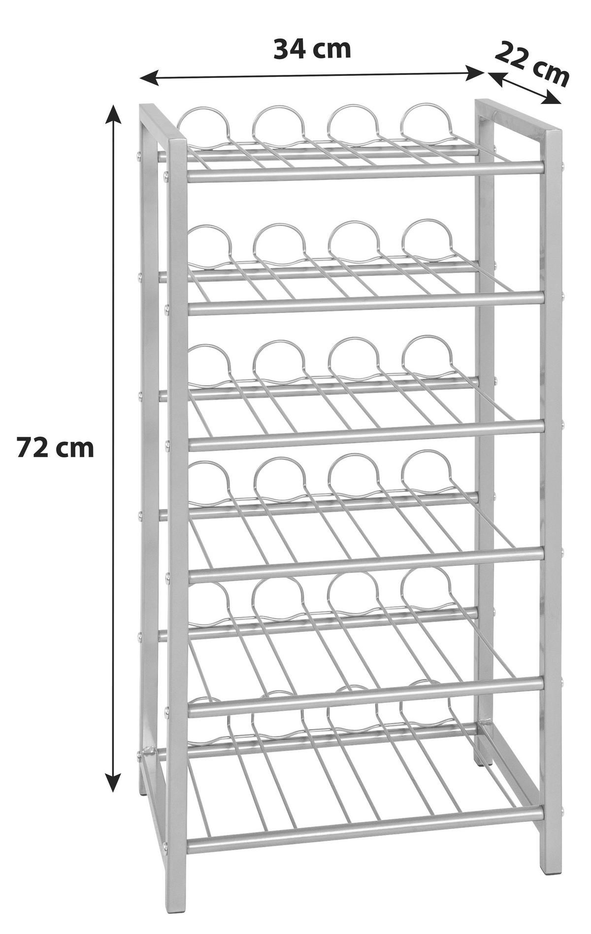 Weinregal Metall Alufarben 42 Flaschen BxH: 34x72 cm - Alufarben, MODERN, Metall (34/72/22cm)