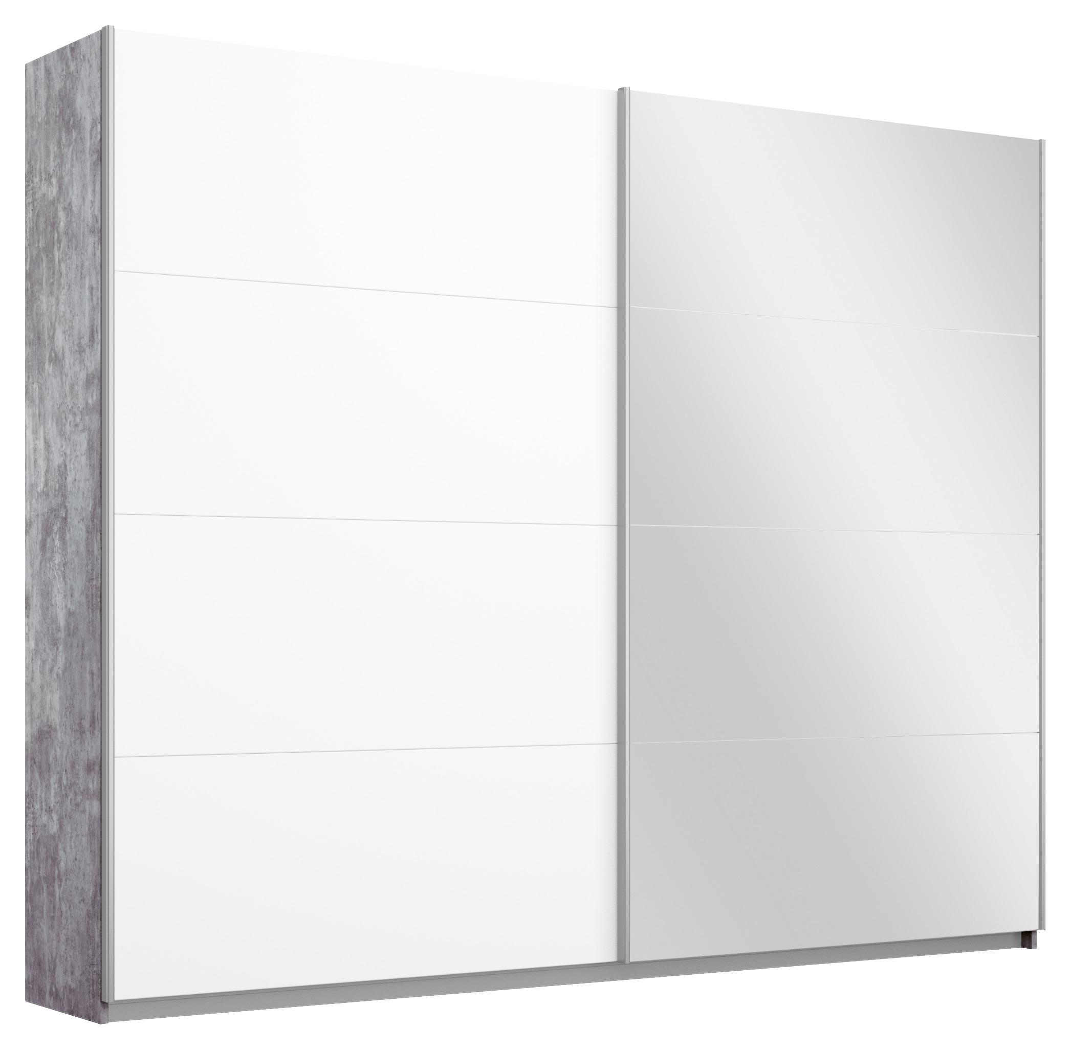 Breiter Schwebetürenschrank mit Spiegel