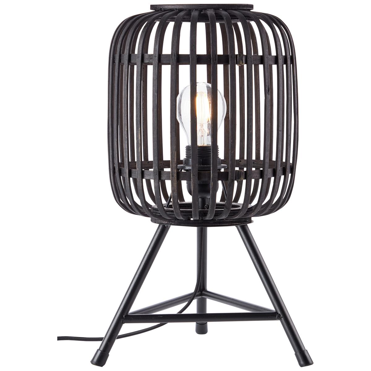 Tischlampe Woodrow Schwarz Dunkelbraun Mit Schnurschalter - Dunkelbraun/Schwarz, Design, Holz/Metall (30/41cm) - Brilliant