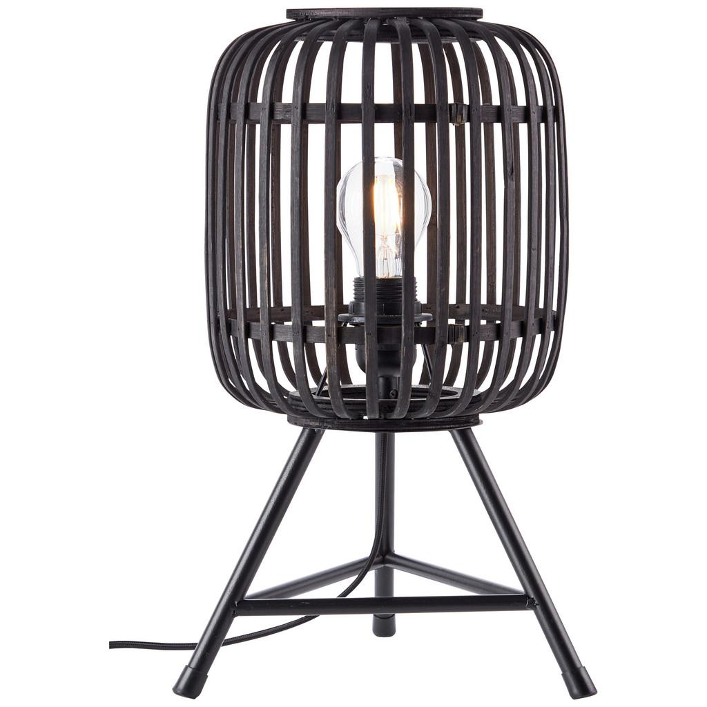 Tischlampe Woodrow Schwarz Dunkelbraun Mit Schnurschalter