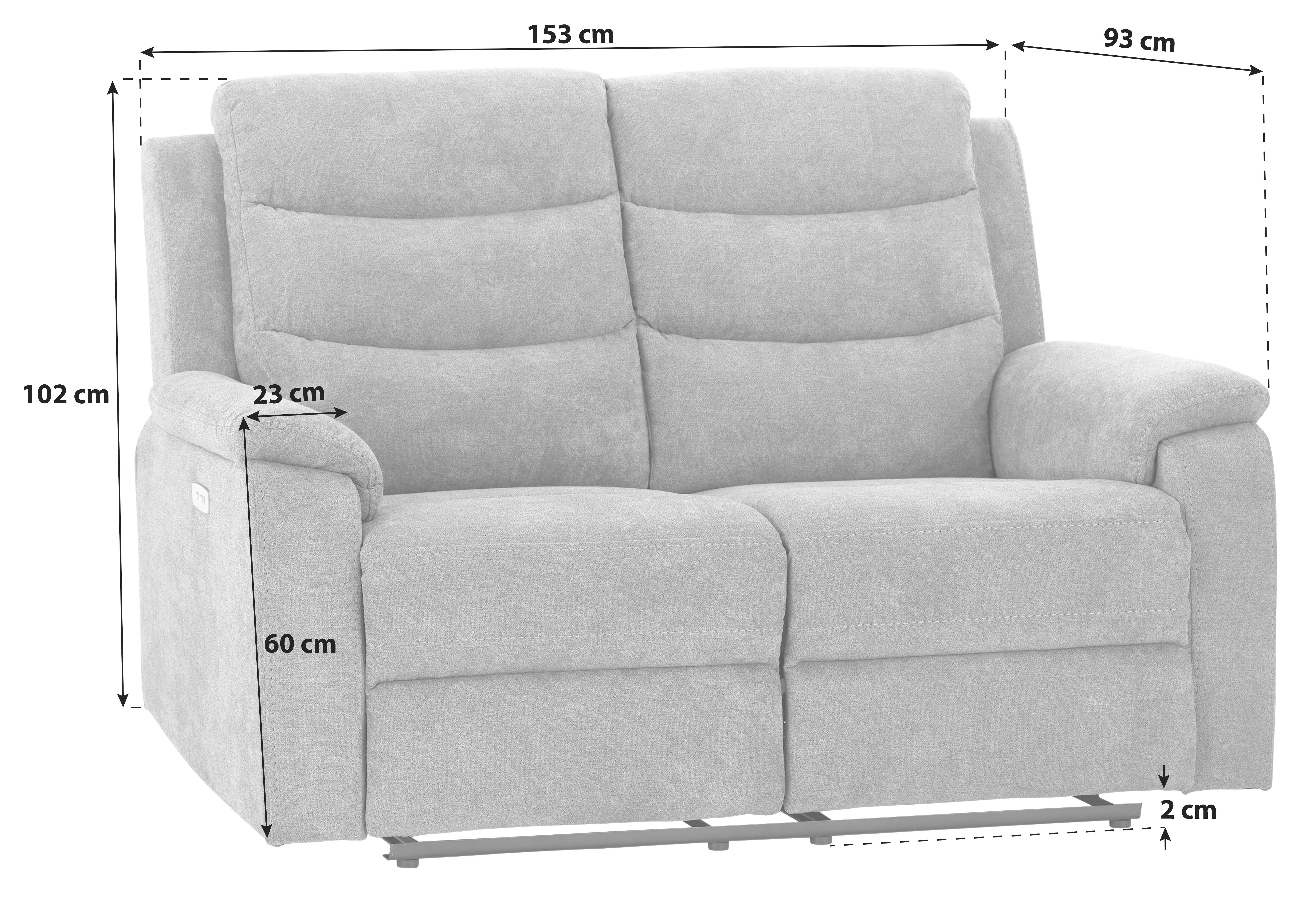 Dvoumístná relaxační pohovka Manchester, šedá - šedá/černá, Konvenční, textil/plast (153/102/93cm) - Based
