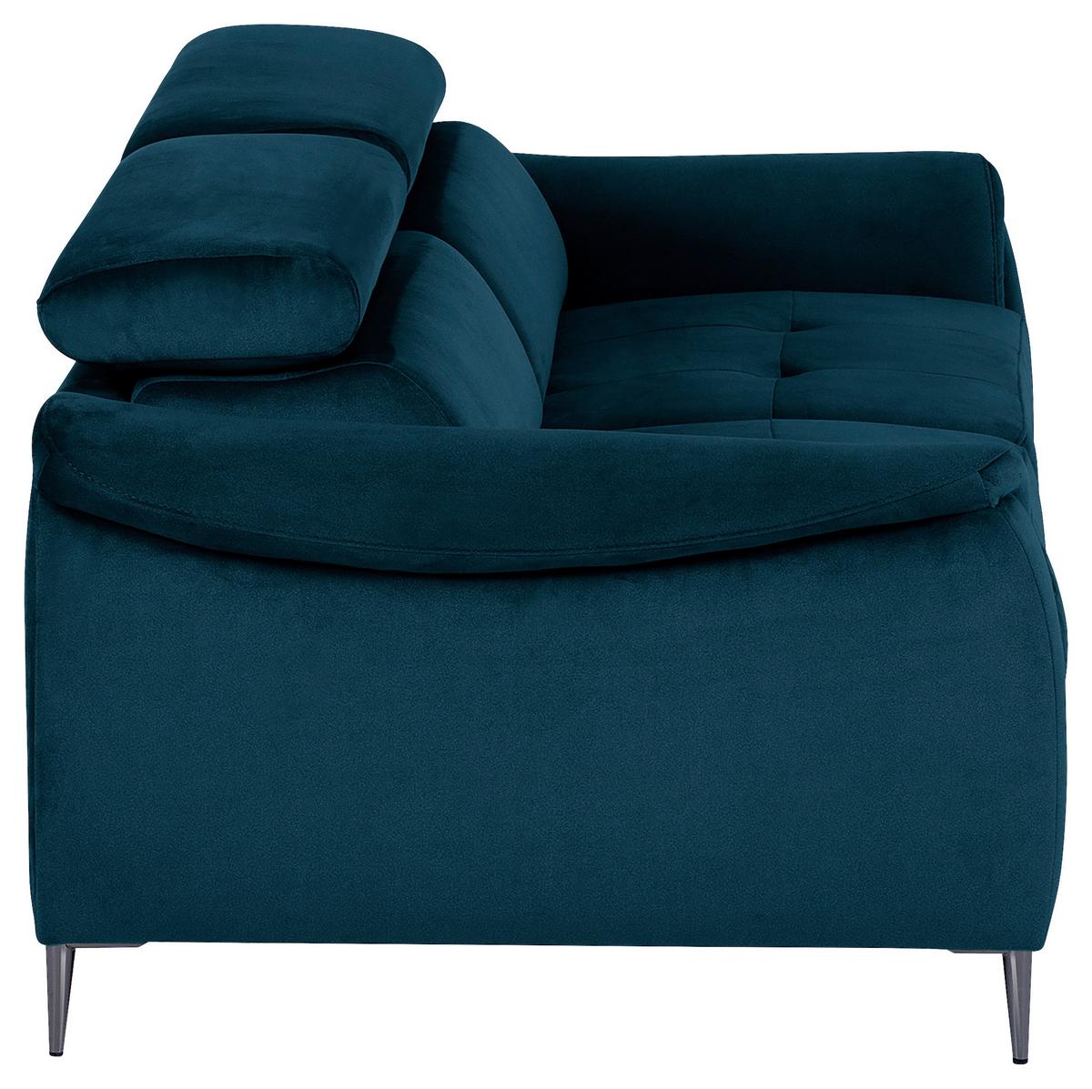 Schlafsofa Pafos Dunkelblau/Hellbraun B: 203 cm - Chromfarben/Dunkelblau, Design, Textil (203/77-98/103cm) - MID.YOU