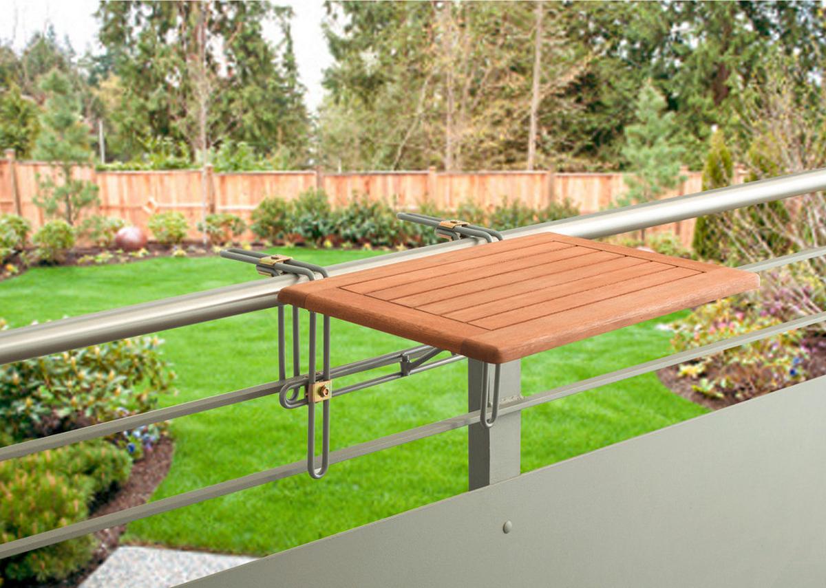 Balkonhängetisch Holz/Metall L: 60 cm - Naturfarben, KONVENTIONELL, Holz/Metall (60/40/1cm) - Gardenson