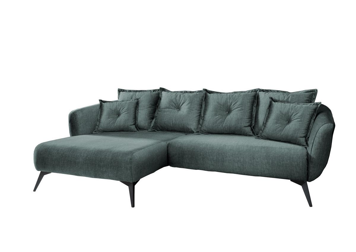 Ecksofa Baggio Mit Kissen Textil Koralle - Blau/Schwarz, MODERN, Holz/Textil (162/277cm) - Livetastic