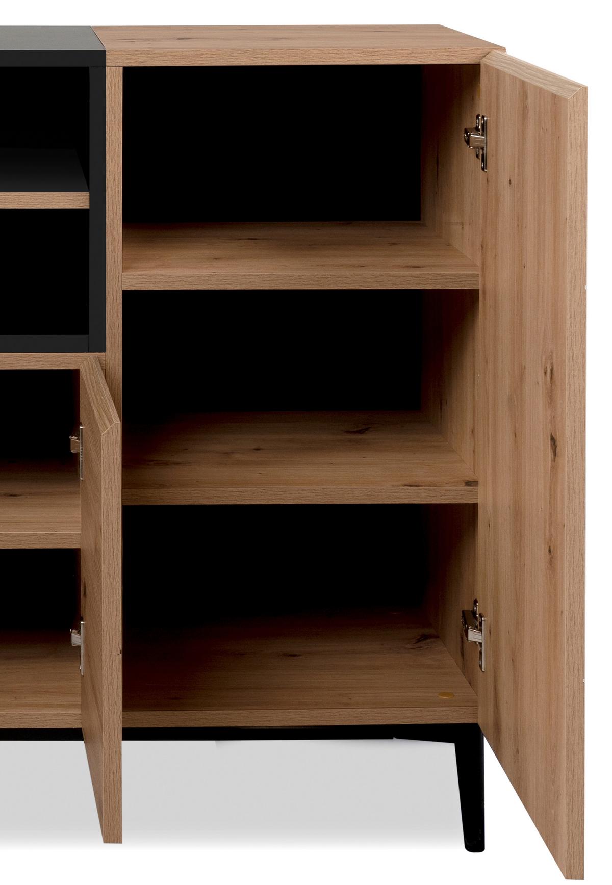 Kommode B 120 Cm Nola, Eiche Dekor/schwarz - Eichefarben/Schwarz, KONVENTIONELL, Holzwerkstoff (120/90/42cm) - MID.YOU