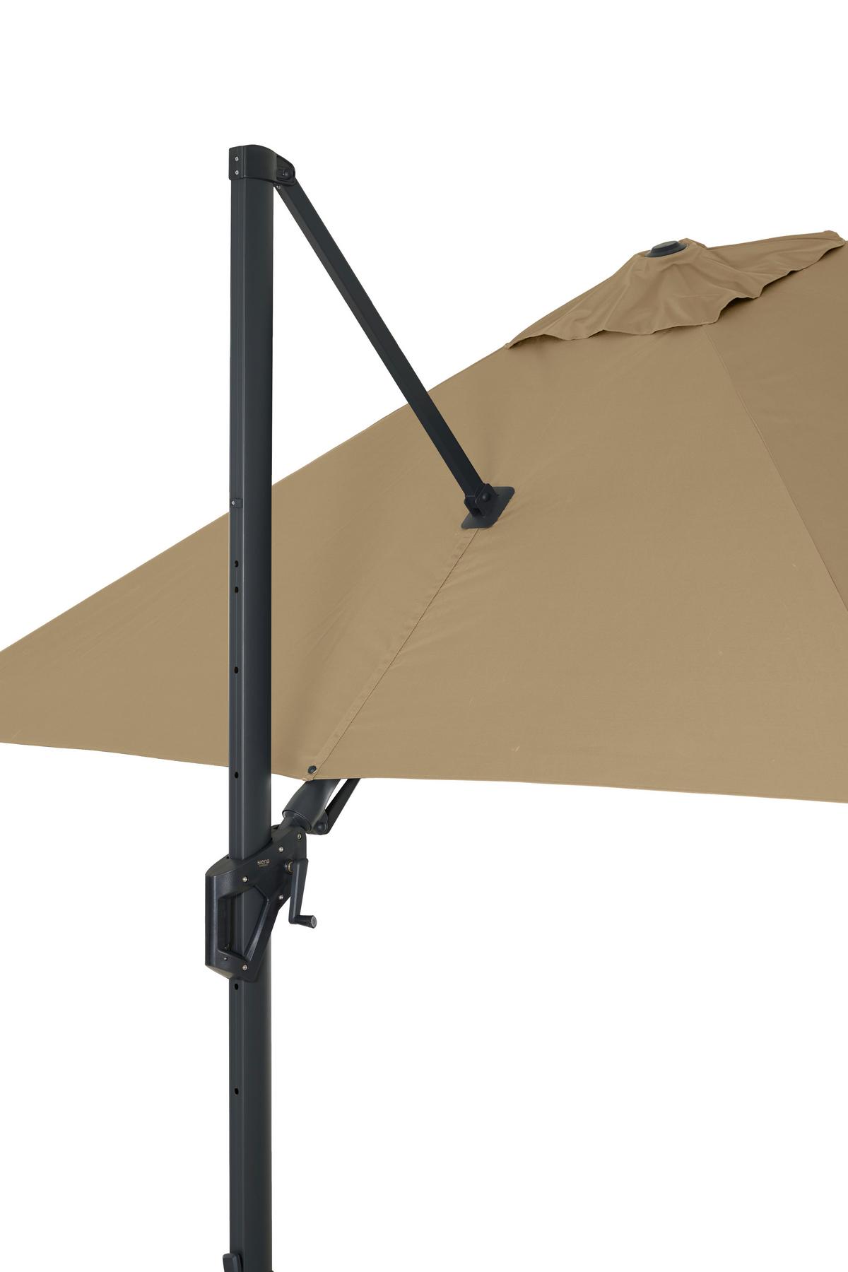 Ampelschirm Bl: 300x300 Cm Mit Schirmständer Anthrazit/taupe - Taupe/Anthrazit, MODERN, Textil/Metall (300/300cm) - Siena Garden