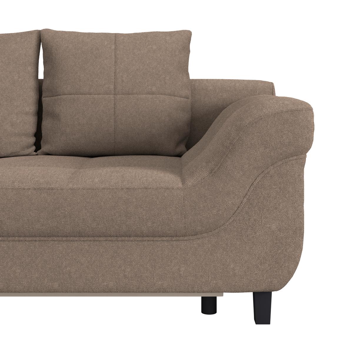 Ecksofa Mendoza - Schwarz/Braun, Design, Textil (197/309cm) - Ondega