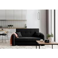 Schlafsofa Laine Schwarz, B: 155 cm - Silberfarben/Schwarz, Design, Textil (155/105/75cm) - MID.YOU