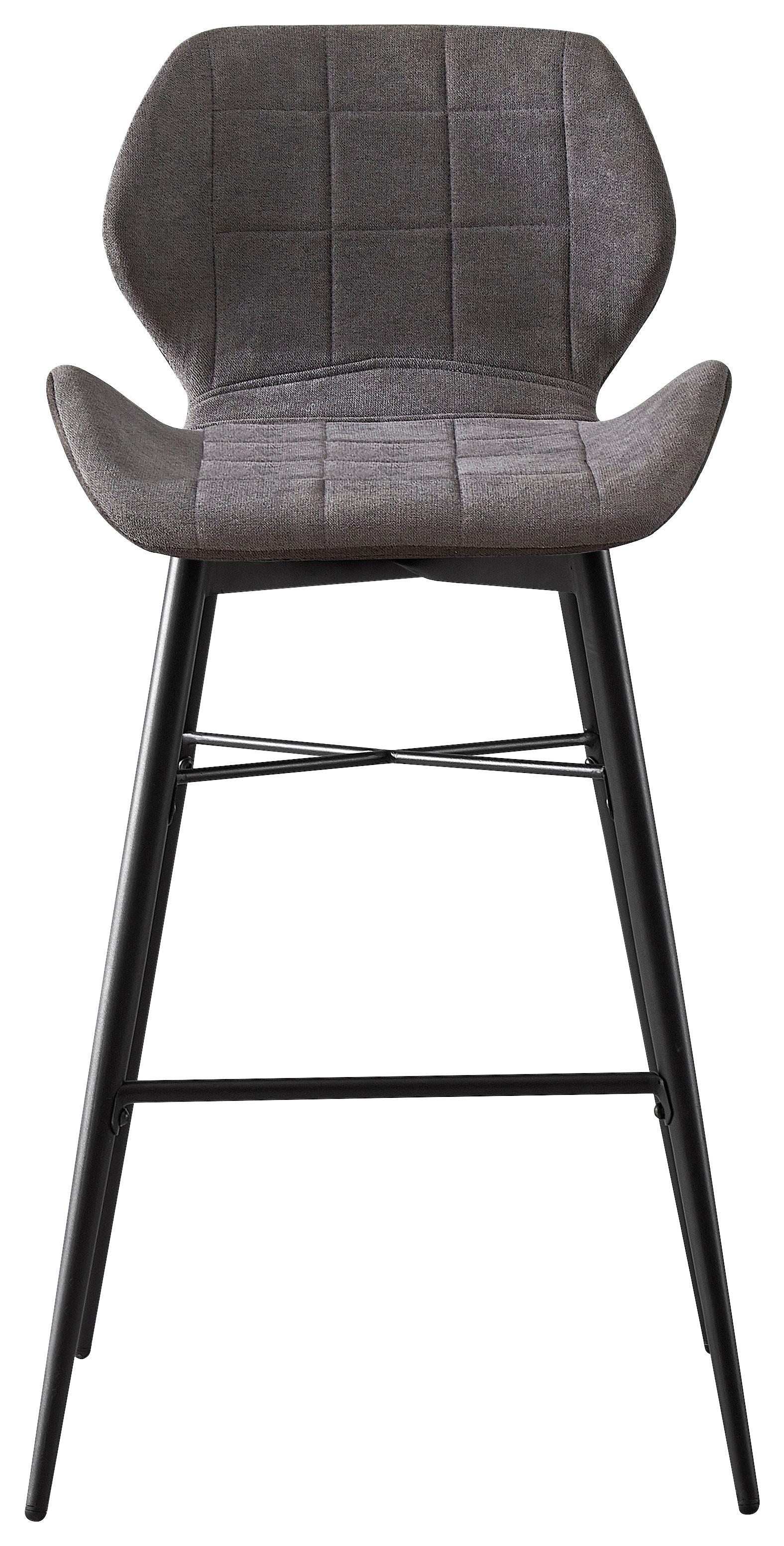 Barhocker mit Lehne Neapel Grau/ Schwarz - Dunkelgrau/Schwarz, MODERN, Textil/Metall (50/99,5/58cm)