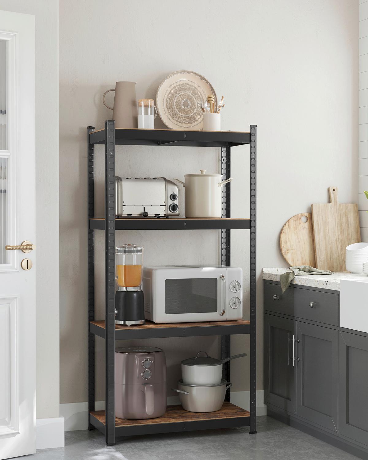 Schwerlastregal Shelving Braun/Schwarz B: 80 cm - Schwarz/Braun, Basics, Holzwerkstoff/Metall (80/160/40cm)