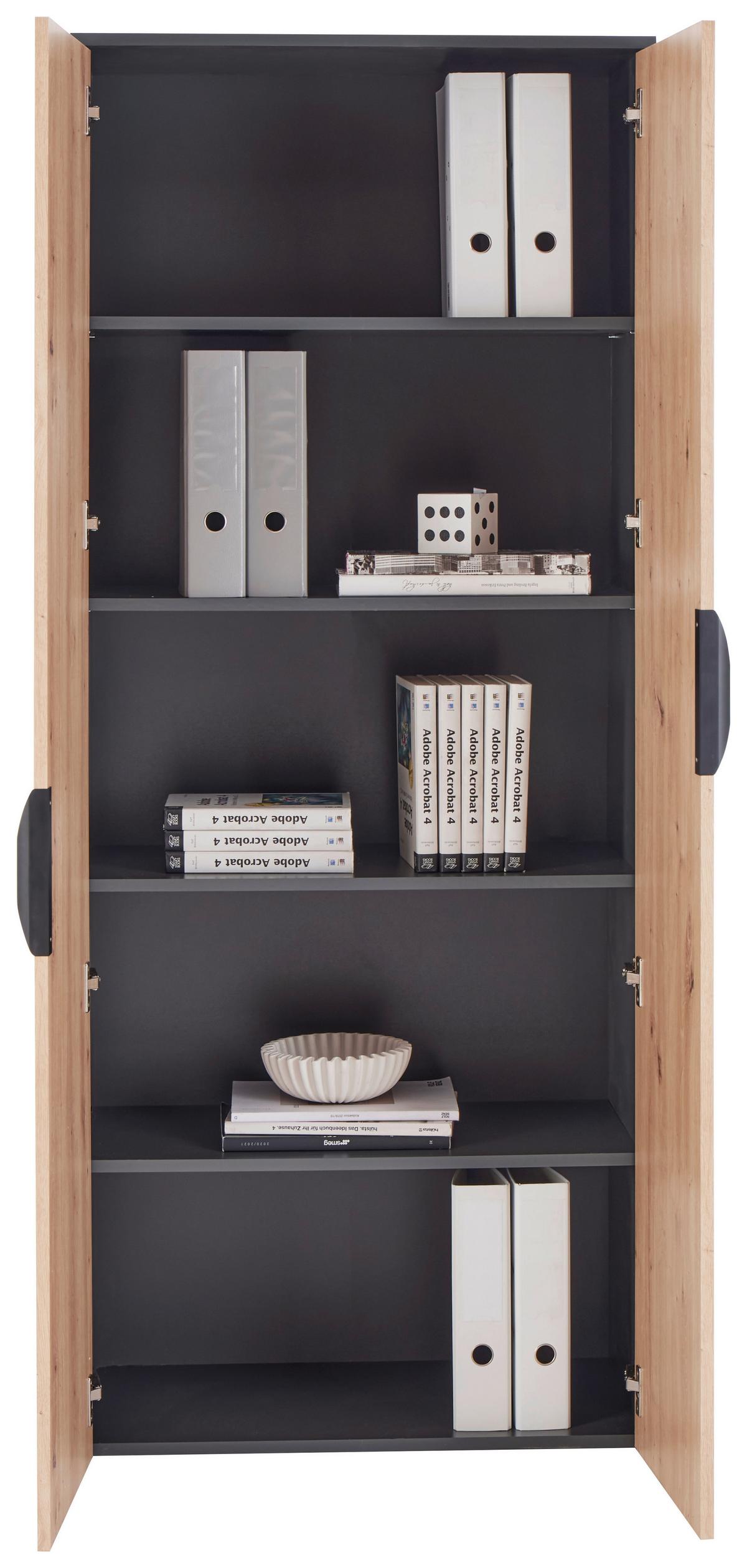 Aktenschrank Carlos 2-Türig Eiche Artisan, B: 75 cm - Anthrazit/Eiche Artisan, Trend, Holzwerkstoff (75/182,1/40cm)